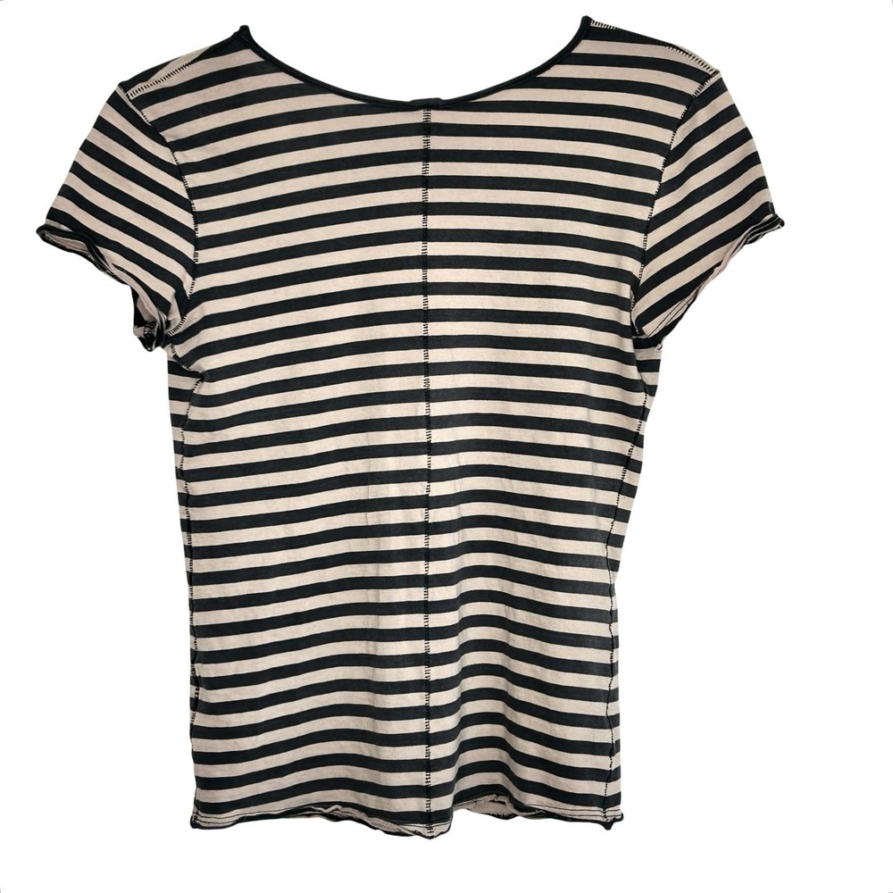 VTG Y2k Free People Striped T Shirt XS Grunge Indie Sleaze Festival V Neck Peru - Picture 2 of 11